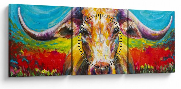 Kép - Festett tehén (órával) (90x30 cm)