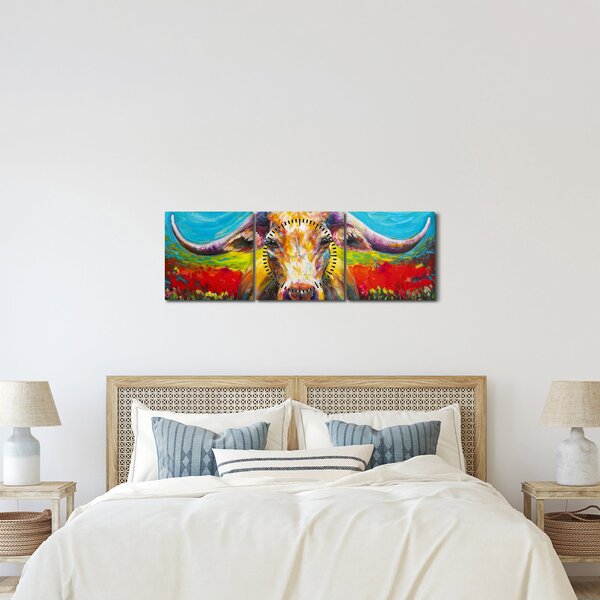 Kép - Festett tehén (órával) (90x30 cm)