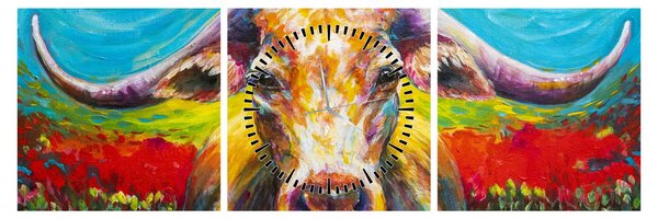 Kép - Festett tehén (órával) (90x30 cm)