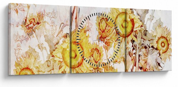 Kép - Napraforgó, festmény (órával) (90x30 cm)