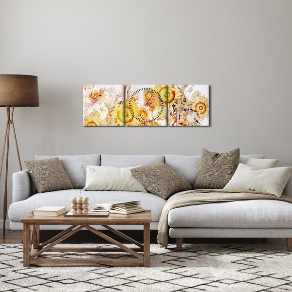 Kép - Napraforgó, festmény (órával) (90x30 cm)