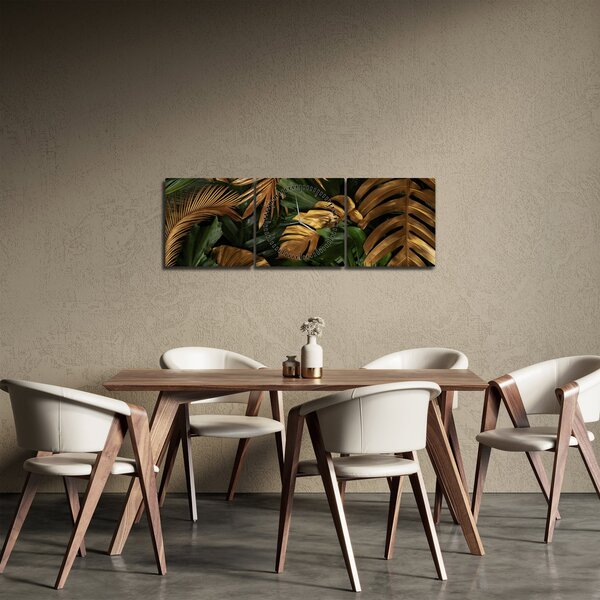 Kép - Arany levelek (órával) (90x30 cm)