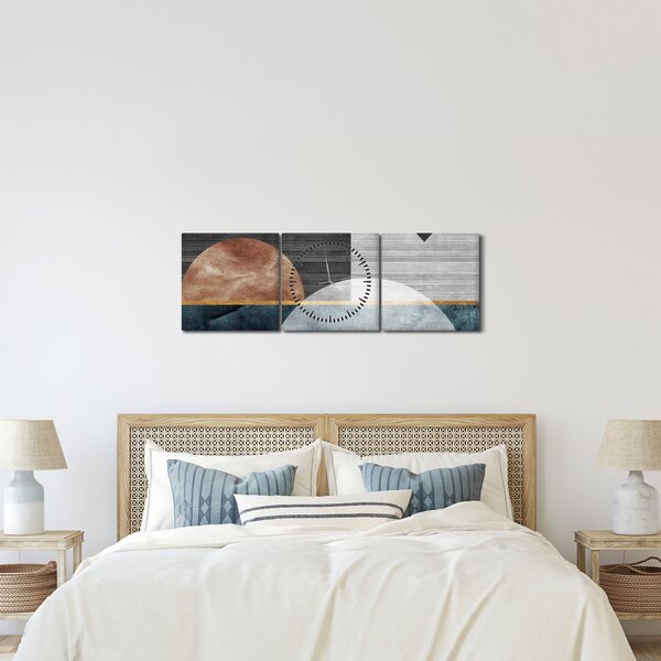 Kép - Formák és textúrák (órával) (90x30 cm)