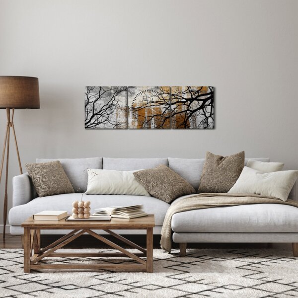 Kép - Fák sziluettek (órával) (90x30 cm)