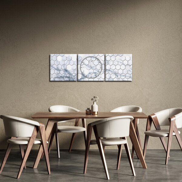 Kép - Márványozott hatszög (órával) (90x30 cm)