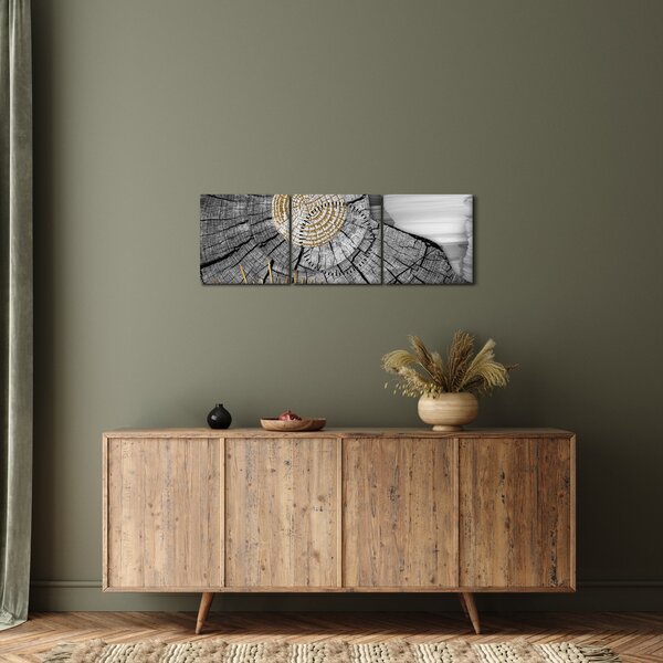 Kép - A fa törzse kollázsban (órával) (90x30 cm)