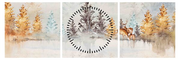 Kép - Akvarell erdő (órával) (90x30 cm)