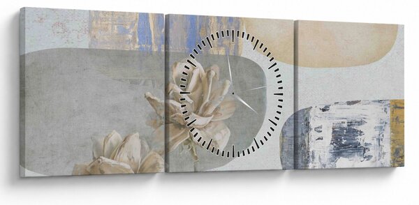 Kép - Festészet virágokkal és textúrákkal (órával) (90x30 cm)