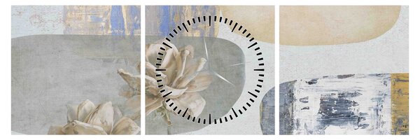 Kép - Festészet virágokkal és textúrákkal (órával) (90x30 cm)