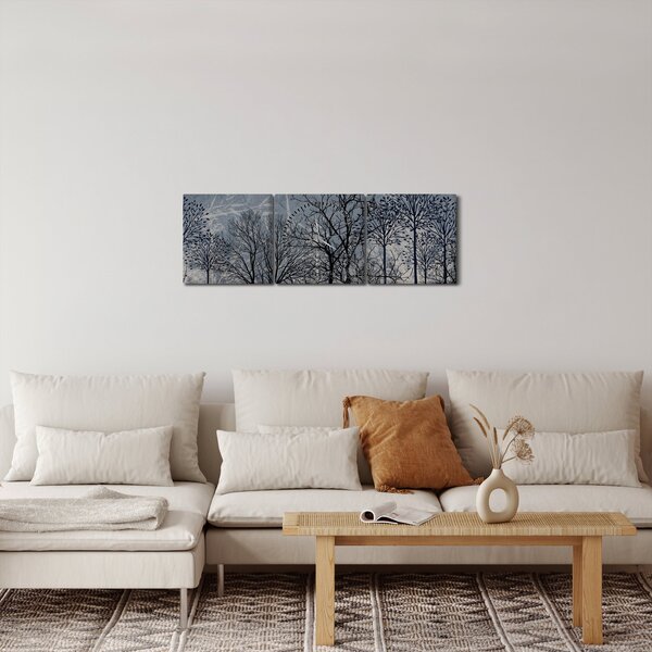 Kép - Fa sziluettek levelekkel (órával) (90x30 cm)