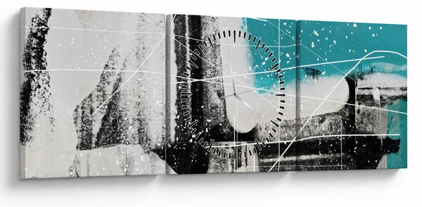 Kép - Türkiz absztrakció (órával) (90x30 cm)