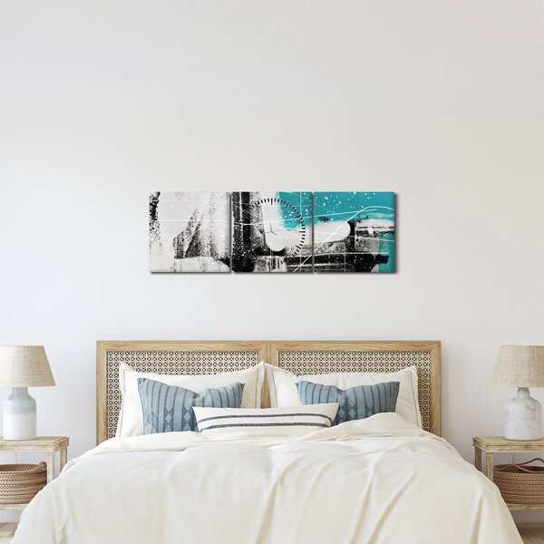 Kép - Türkiz absztrakció (órával) (90x30 cm)
