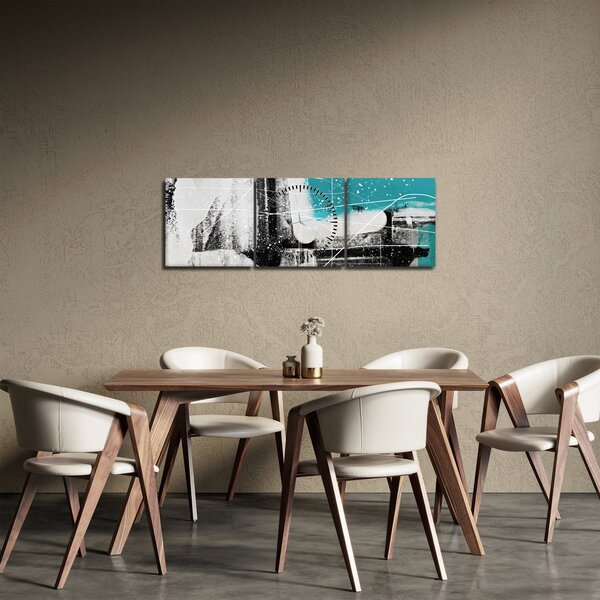 Kép - Türkiz absztrakció (órával) (90x30 cm)