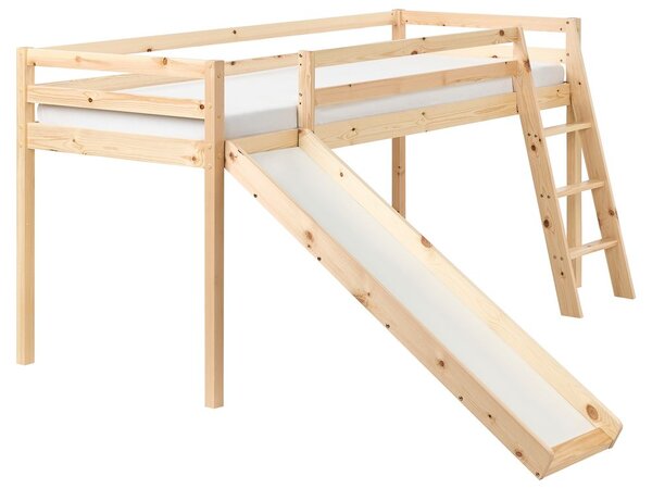 Magasított ágy Fenyő STAPLE 90 x 200 cm Csúszdával Világosbarna