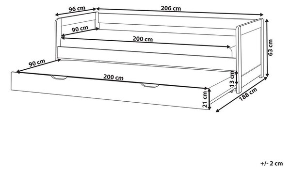 Kihúzható heverő Fenyő GRAVELINES 90 x 200 cm Rózsaszín