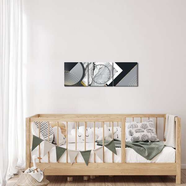 Kép - Texturális kollázs (órával) (90x30 cm)