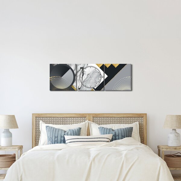 Kép - Texturális kollázs (órával) (90x30 cm)