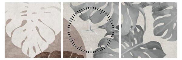 Kép - Design levelekkel (órával) (90x30 cm)