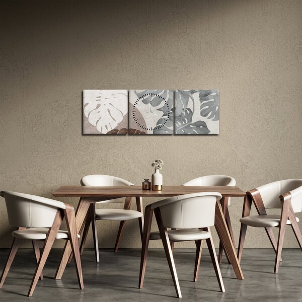 Kép - Design levelekkel (órával) (90x30 cm)
