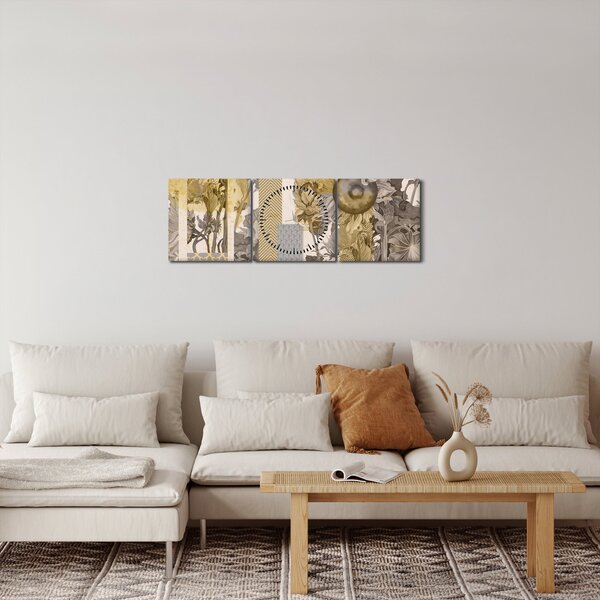 Kép - Kollázs napraforgóval (órával) (90x30 cm)