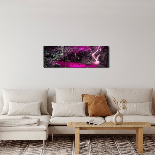 Kép - Rózsaszín erdő (órával) (90x30 cm)