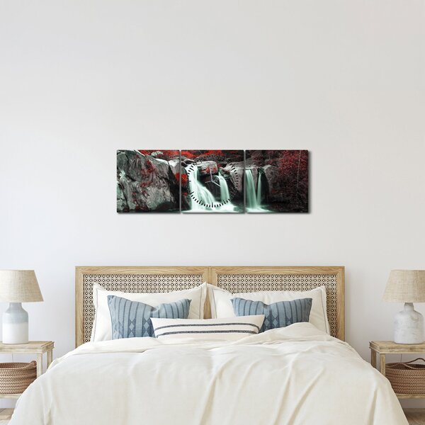 Kép - Vízesések (órával) (90x30 cm)