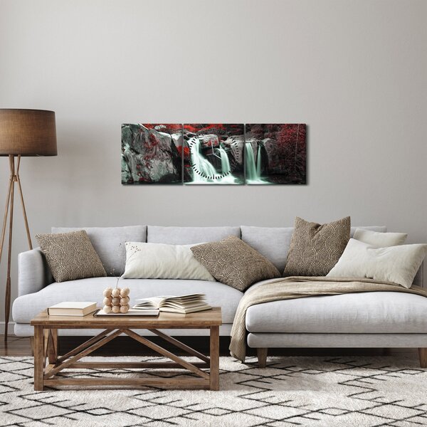 Kép - Vízesések (órával) (90x30 cm)
