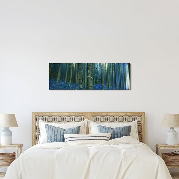 Kép - Kék erdő (órával) (90x30 cm)