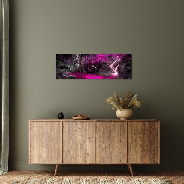 Kép - Rózsaszín erdő (órával) (90x30 cm)