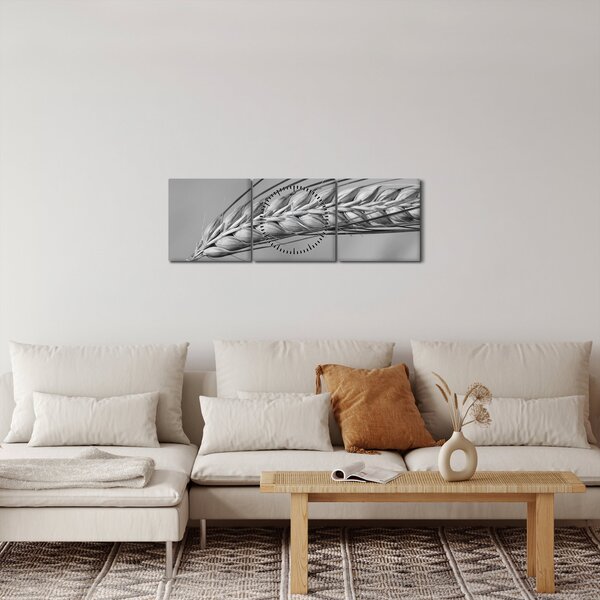 Kép - Búza, fekete-fehér (órával) (90x30 cm)