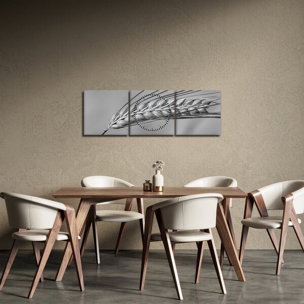 Kép - Búza, fekete-fehér (órával) (90x30 cm)
