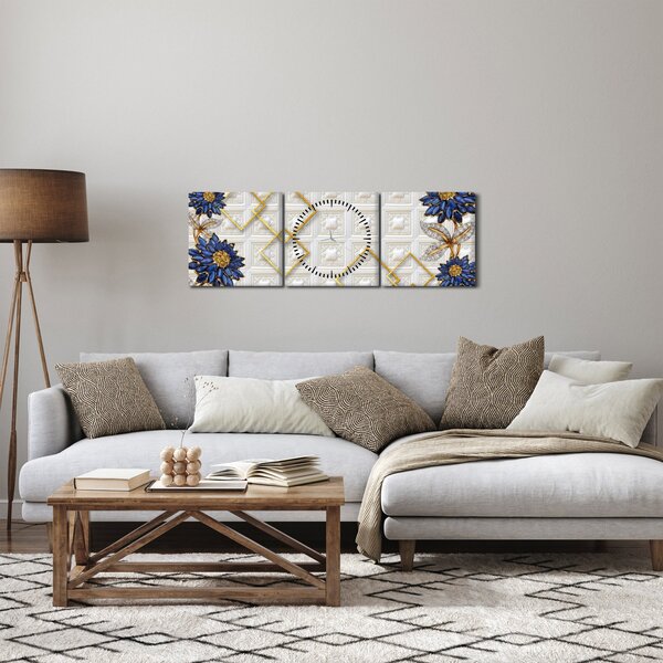 Kép - Gyémántvirágok (órával) (90x30 cm)