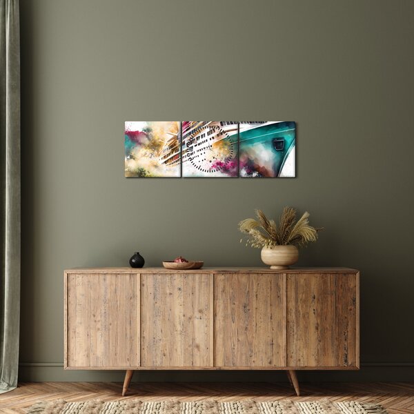 Kép - Akvarell tenger (órával) (90x30 cm)