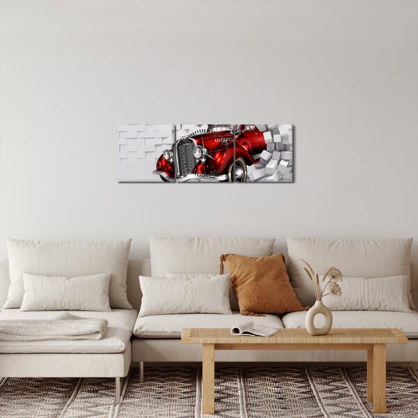 Kép - Piros autó (órával) (90x30 cm)