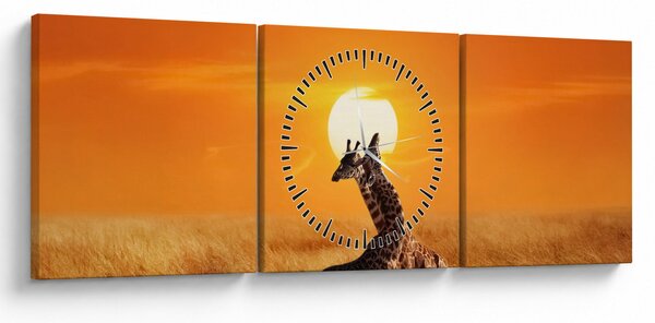 Kép - Zsiráfok a Serengeti Nemzeti Parkban (órával) (90x30 cm)