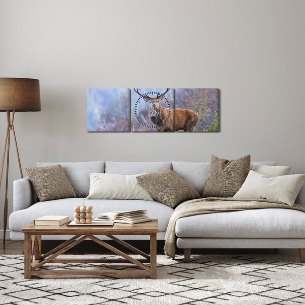 Kép - Szarvasok a tájban (órával) (90x30 cm)