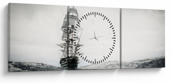 Kép - Egy hajó az óceánon (órával) (90x30 cm)