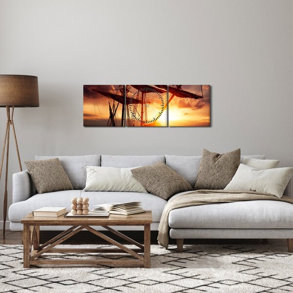 Kép - Ősi kalózhajó (órával) (90x30 cm)