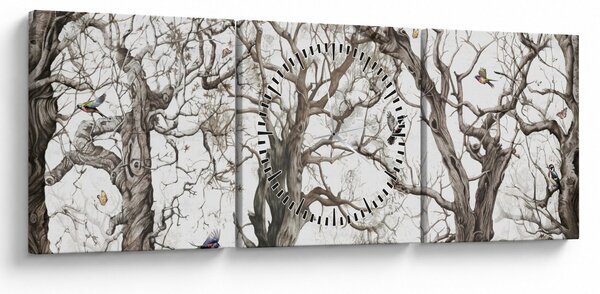 Kép - Erdei minta, rajz (órával) (90x30 cm)