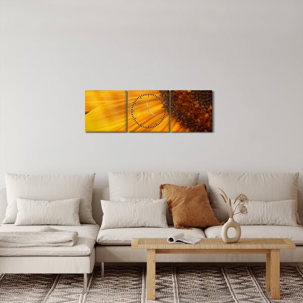Kép - Napraforgók (órával) (90x30 cm)