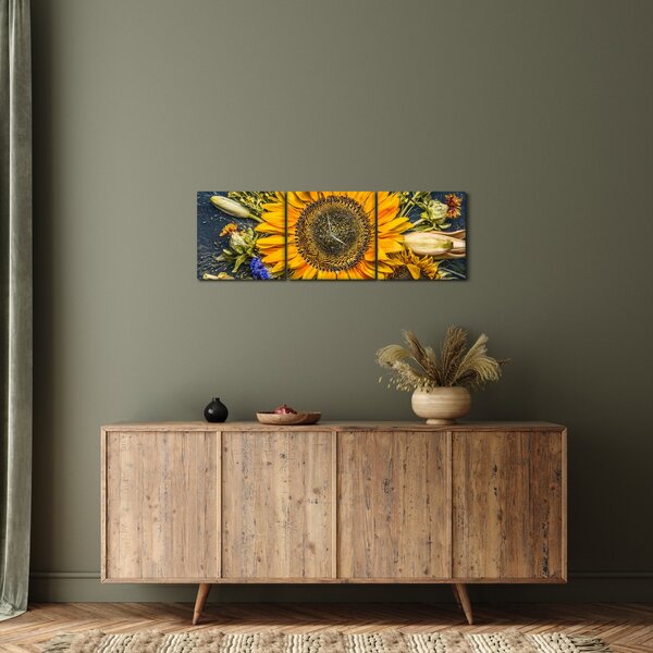 Kép - Őszi virágok (órával) (90x30 cm)