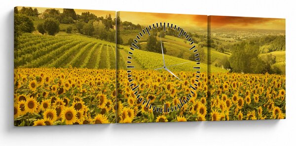 Kép - Napraforgó mező (órával) (90x30 cm)
