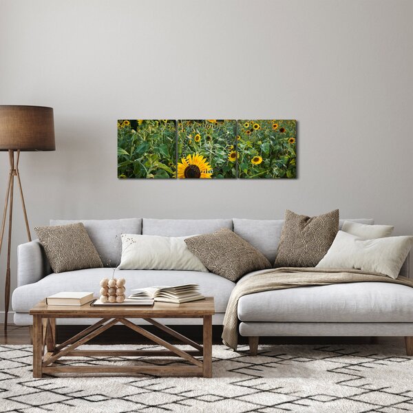 Kép - Napraforgómező II. (órával) (90x30 cm)