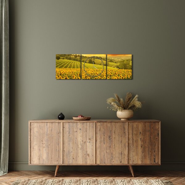 Kép - Napraforgó mező (órával) (90x30 cm)