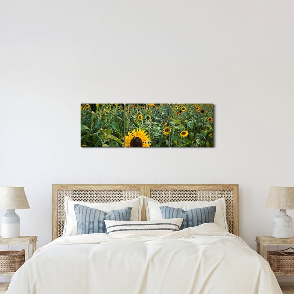 Kép - Napraforgómező II. (órával) (90x30 cm)