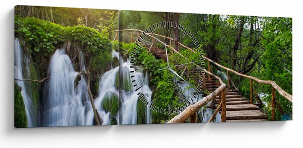 Kép - Plitvicei-tavak (órával) (90x30 cm)