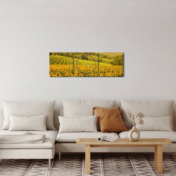 Kép - Napraforgó mező (órával) (90x30 cm)