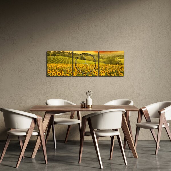 Kép - Napraforgó mező (órával) (90x30 cm)