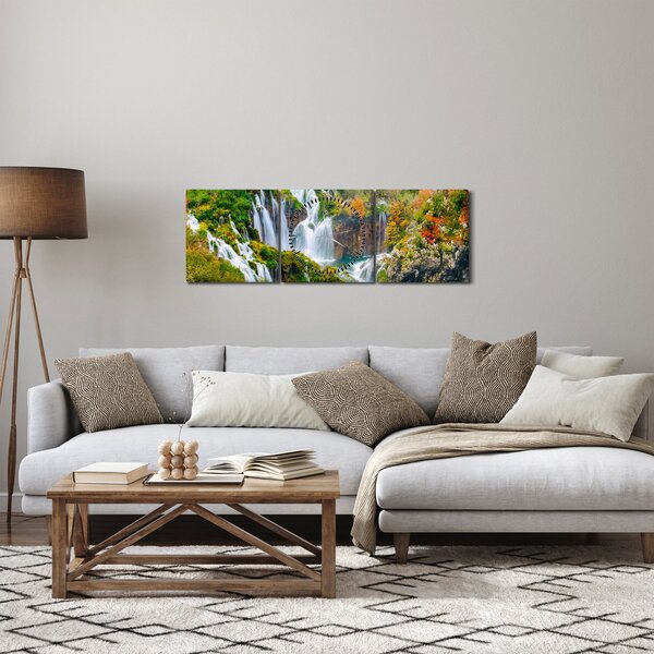 Kép - Plitvicei-tavak Nemzeti Park (órával) (90x30 cm)