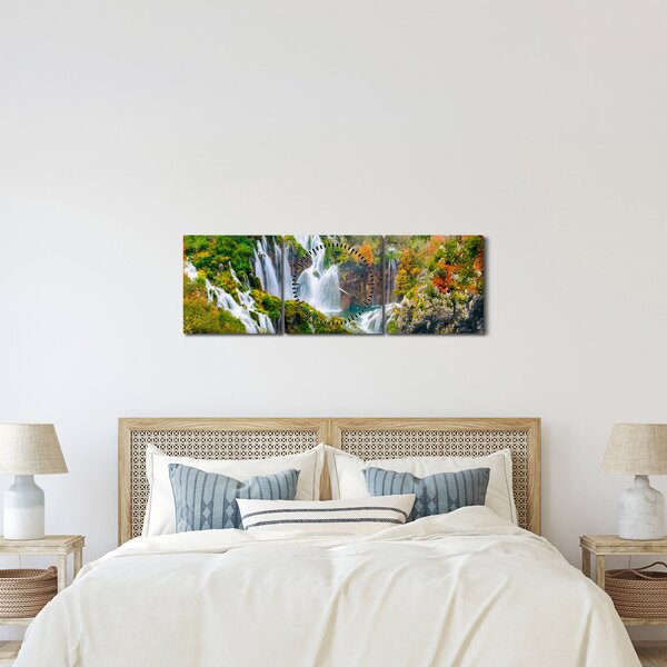 Kép - Plitvicei-tavak Nemzeti Park (órával) (90x30 cm)
